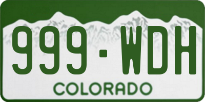 CO license plate 999WDH