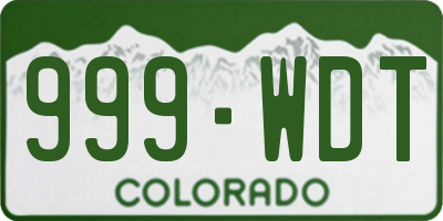 CO license plate 999WDT