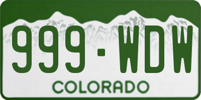 CO license plate 999WDW