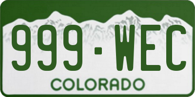 CO license plate 999WEC