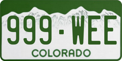 CO license plate 999WEE