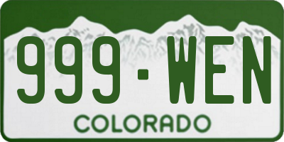 CO license plate 999WEN