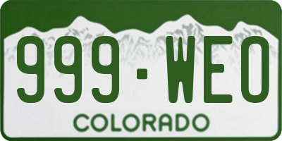 CO license plate 999WEO