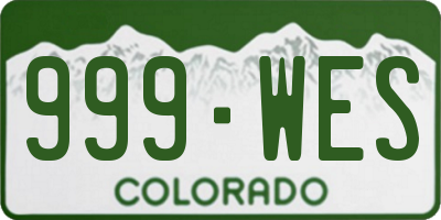 CO license plate 999WES