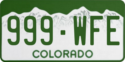 CO license plate 999WFE