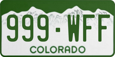 CO license plate 999WFF