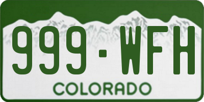 CO license plate 999WFH