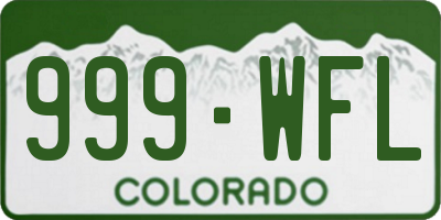 CO license plate 999WFL