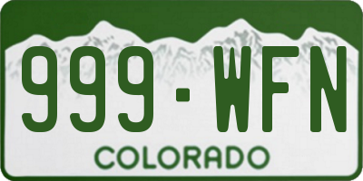 CO license plate 999WFN