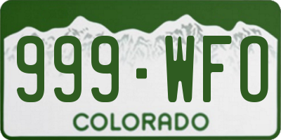 CO license plate 999WFO