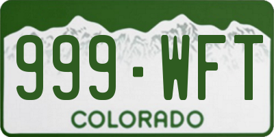 CO license plate 999WFT