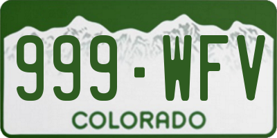 CO license plate 999WFV