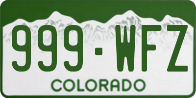 CO license plate 999WFZ