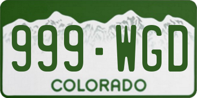 CO license plate 999WGD