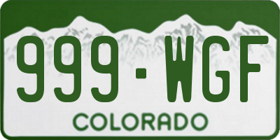 CO license plate 999WGF