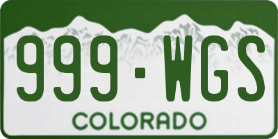 CO license plate 999WGS