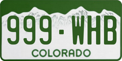 CO license plate 999WHB