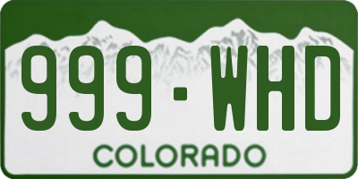 CO license plate 999WHD