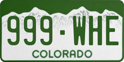 CO license plate 999WHE