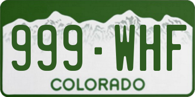 CO license plate 999WHF