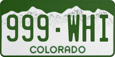 CO license plate 999WHI