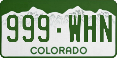 CO license plate 999WHN
