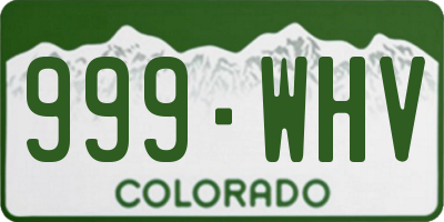 CO license plate 999WHV