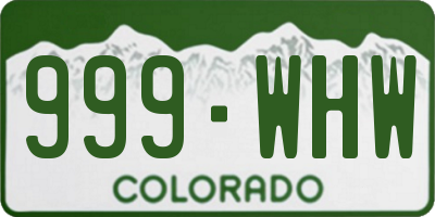 CO license plate 999WHW