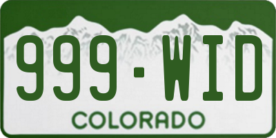 CO license plate 999WID