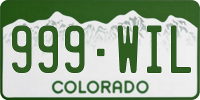 CO license plate 999WIL