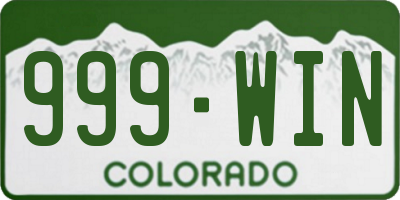 CO license plate 999WIN