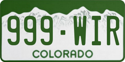 CO license plate 999WIR