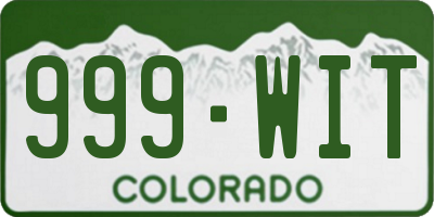 CO license plate 999WIT