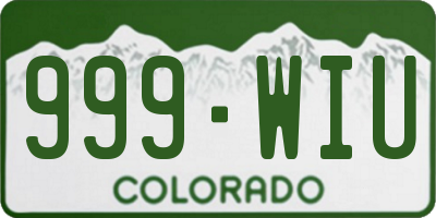 CO license plate 999WIU