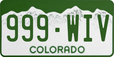 CO license plate 999WIV