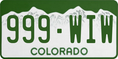 CO license plate 999WIW