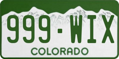 CO license plate 999WIX