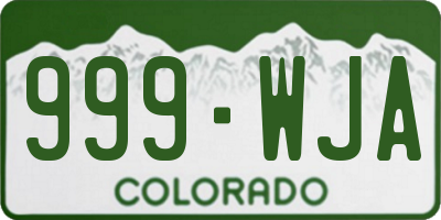 CO license plate 999WJA