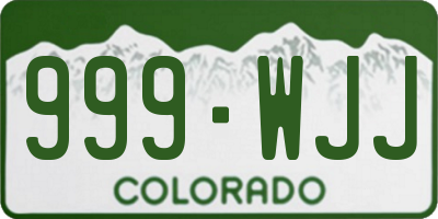 CO license plate 999WJJ