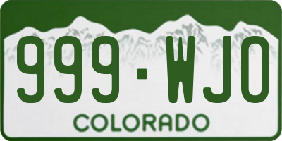 CO license plate 999WJO