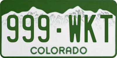 CO license plate 999WKT