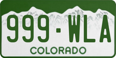 CO license plate 999WLA