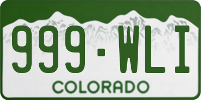 CO license plate 999WLI