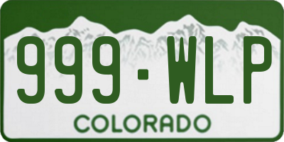 CO license plate 999WLP