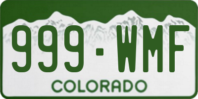 CO license plate 999WMF