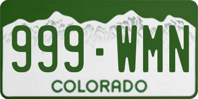 CO license plate 999WMN