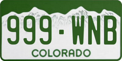 CO license plate 999WNB