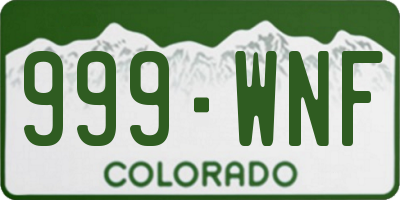 CO license plate 999WNF