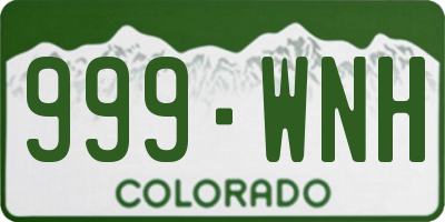 CO license plate 999WNH