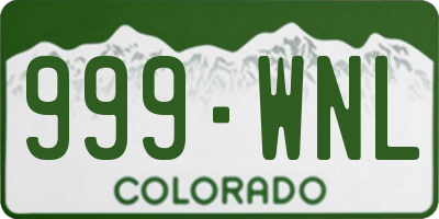 CO license plate 999WNL